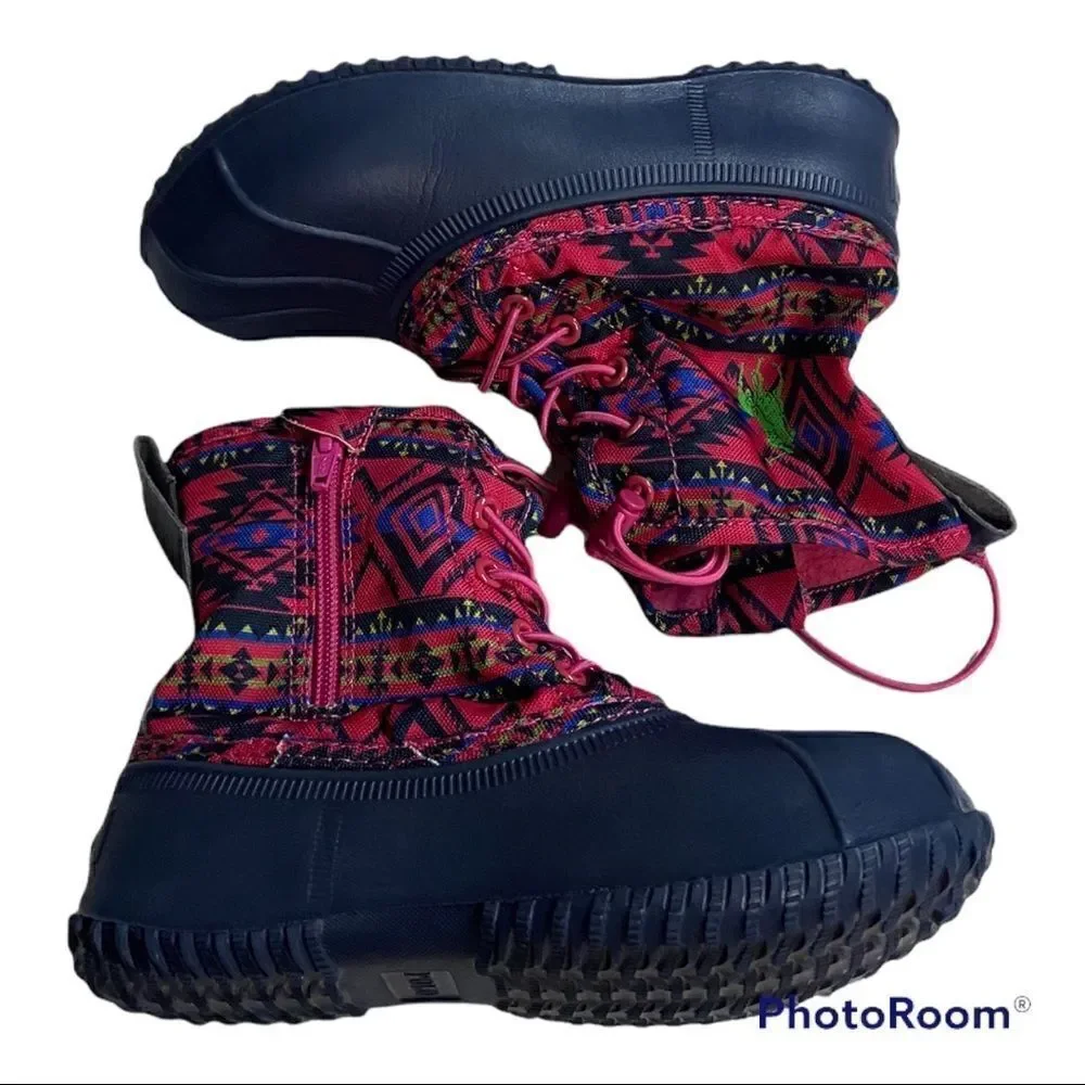 Polo Kids Zip-up Aztec Style Boots Size 1‎